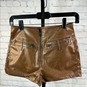 🤎 RAMISU Brown Faux Leather Shorts | Size S